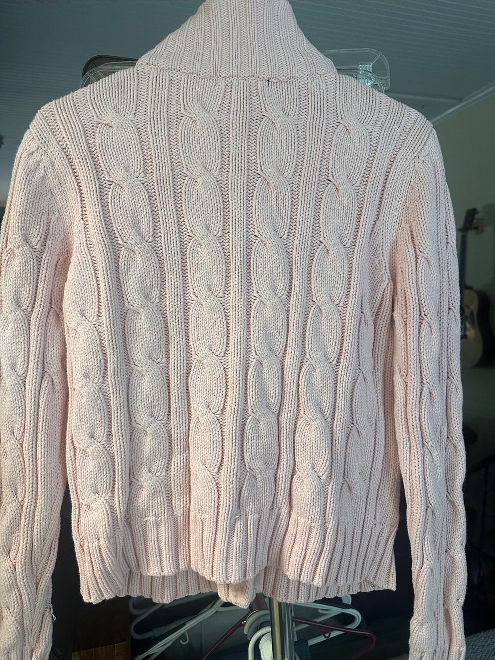 Chaps Pale Pink Cable-Knit Button Cardigan - Picture 4 of 4